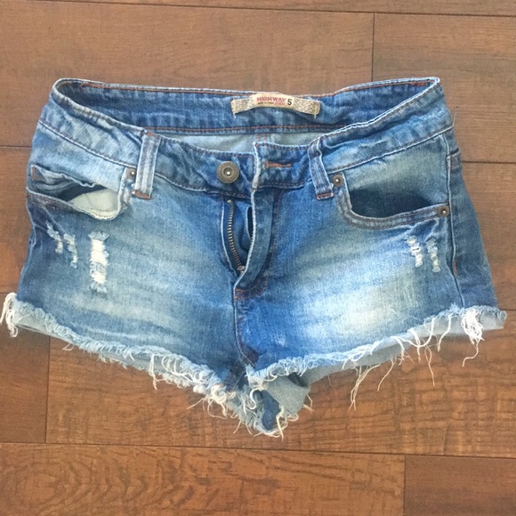Highway Jeans Pants - Denim Destroyed Cut off Shorts